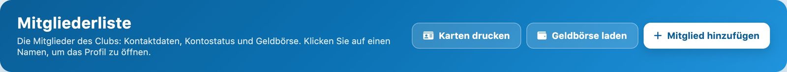 Die Schaltfläche Karten drucken oben in der Mitgliederliste