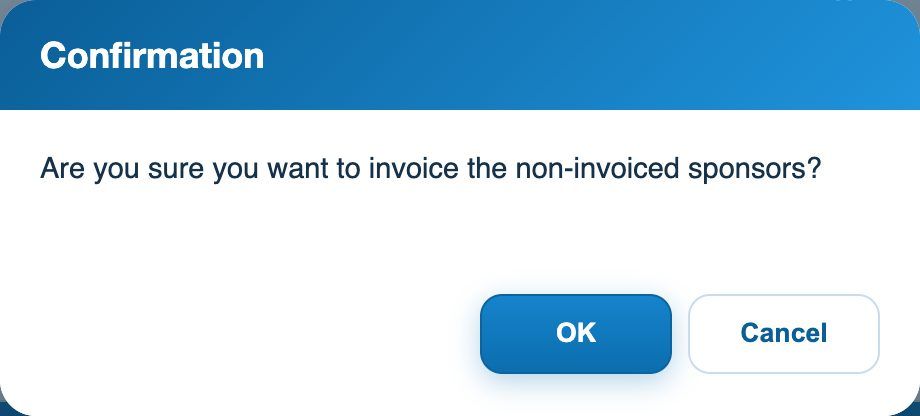 The confirmation before sending for invoicing